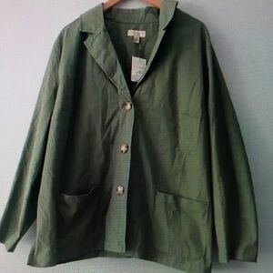Appleseed's Light Green Cotton Polyester Shirt Jacket Button Closure Sz 2X